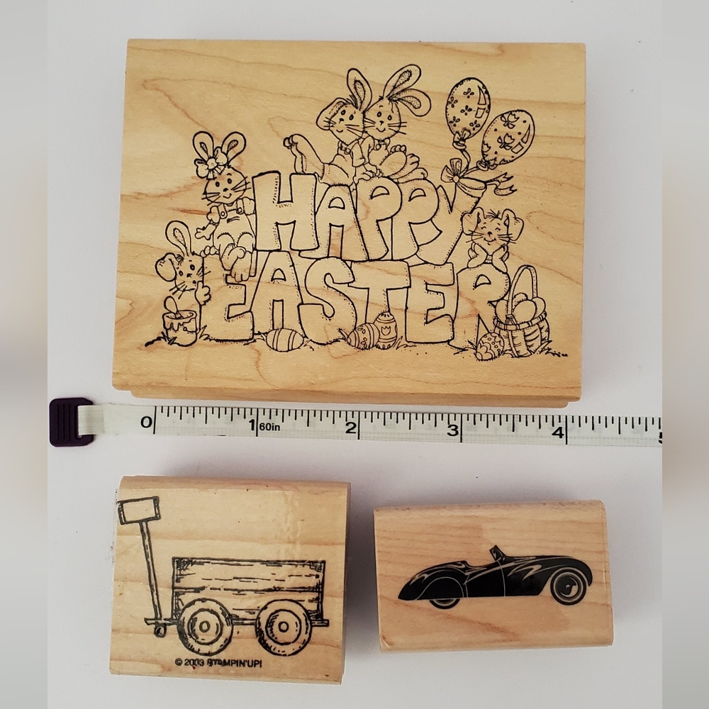 Rubber Wooden Stamp Set Of 3